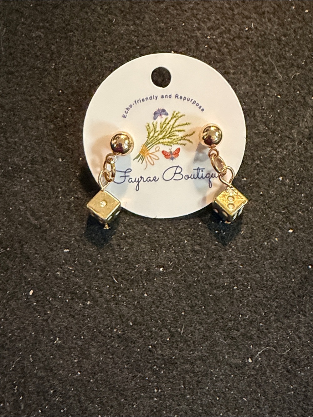 Gold Dice Drop Earrings